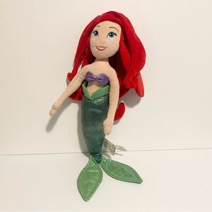 Disney The Little Mermaid Ariel Soft Plush Doll 20” Princess Tail Fin Red Hair
